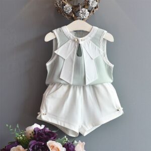 Ensemble Élégance Menthe & Blanc Pour Fille