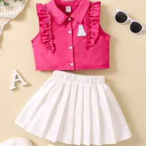 Ensemble Tendance Fuchsia & Blanc Pour Fille